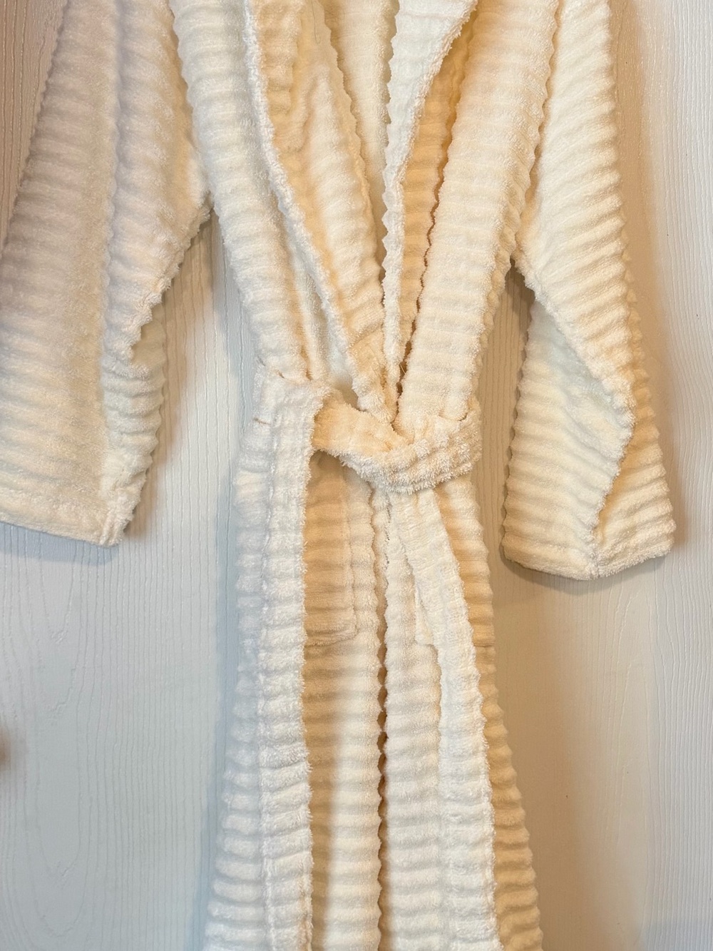 Plush Ribbed Spa Robe - Cream